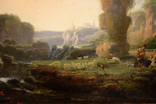 Louis XIV - Paysage de la campagne romaine - école flamande italienne du XVIIIe siècle